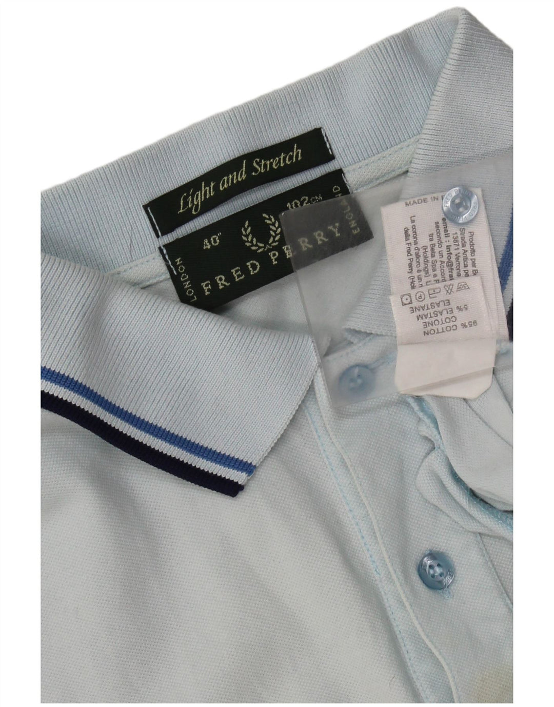 FRED PERRY Mens Light and Stretch Polo Shirt Small Blue Cotton