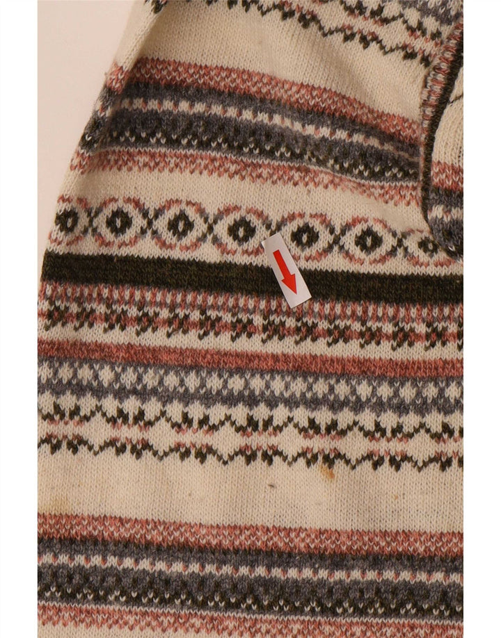 Vintage Mens Crew Neck Jumper Sweater Large Off White Fair Isle