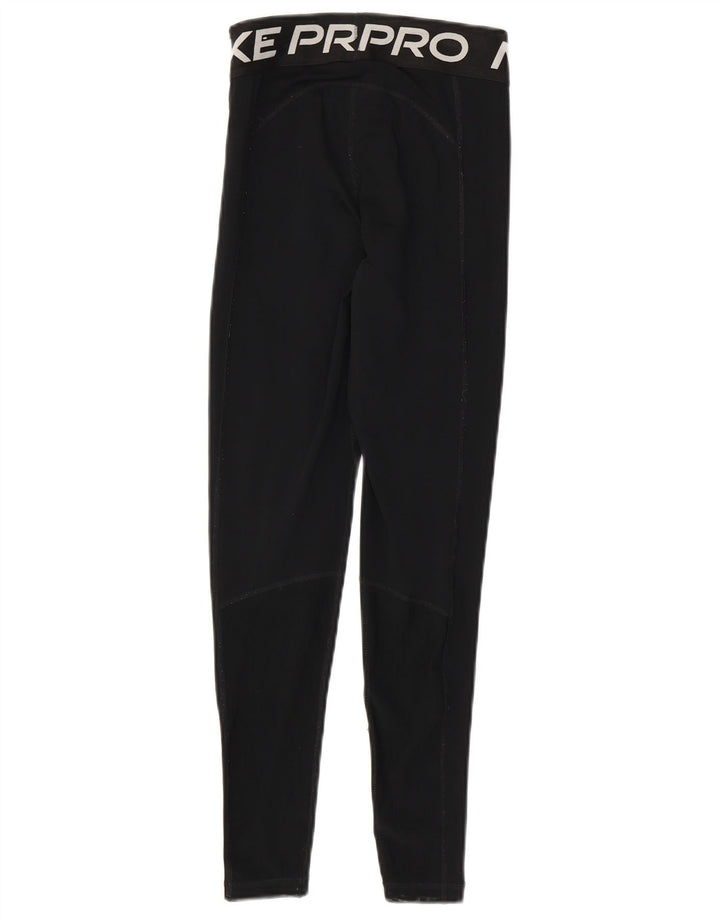 Nike Womens Dri Fit Graphic Leggings UK 4 XS Black Polyester