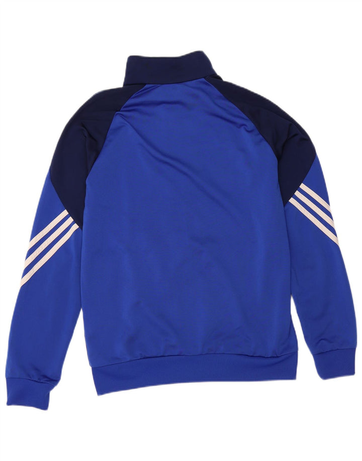 ADIDAS Boys Tracksuit Top Jacket 13-14 Years XL Blue Colourblock Polyester