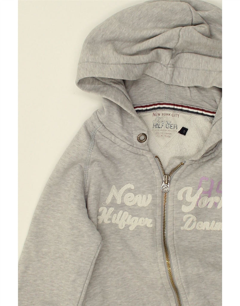 TOMMY HILFIGER Girls Graphic Zip Hoodie Sweater 11-12 Years Grey | Vintage Tommy Hilfiger | Thrift | Second-Hand Tommy Hilfiger | Used Clothing | Messina Hembry 