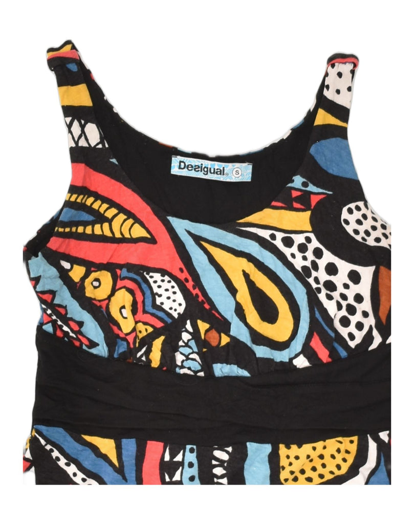 DESIGUAL Womens Longline Sleeveless Blouse Top UK 10 Small Multicoloured | Vintage Desigual | Thrift | Second-Hand Desigual | Used Clothing | Messina Hembry 