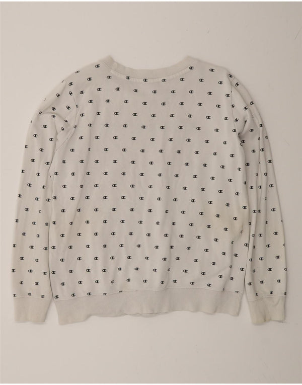 Champion Womens Graphic Sweatshirt Jumper UK 18 XL White Cotton