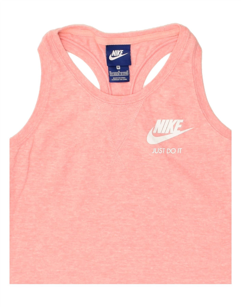 NIKE Girls Graphic Vest Top 10-11 Years Medium Pink Cotton | Vintage Nike | Thrift | Second-Hand Nike | Used Clothing | Messina Hembry 