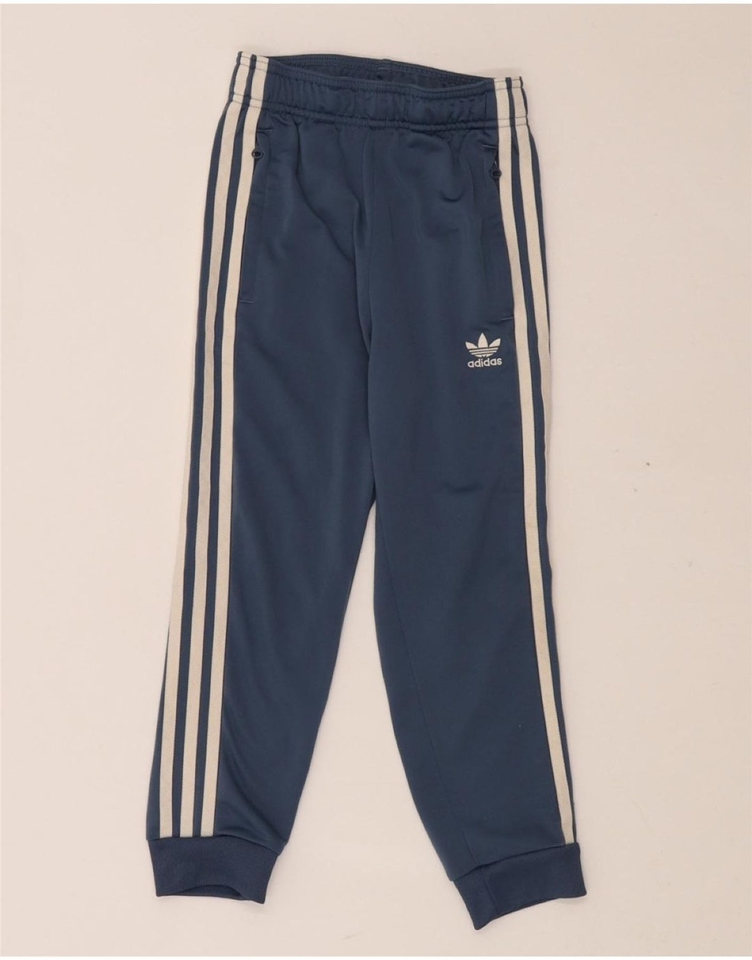 ADIDAS Boys Tracksuit Trousers Joggers 6-7 Years Blue Polyester