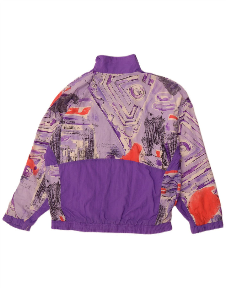 Active Mens Loose Fit Tracksuit Top Jacket Small Purple Geometric Polyamide