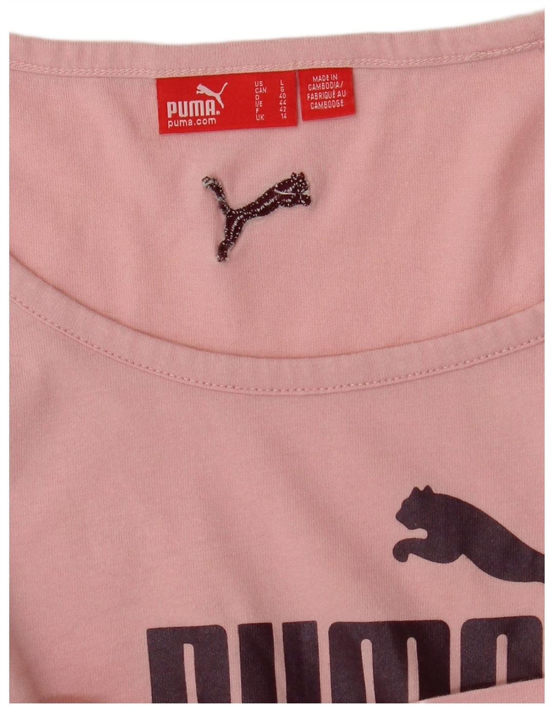 PUMA Womens Graphic T-Shirt Top UK 14 Medium Pink