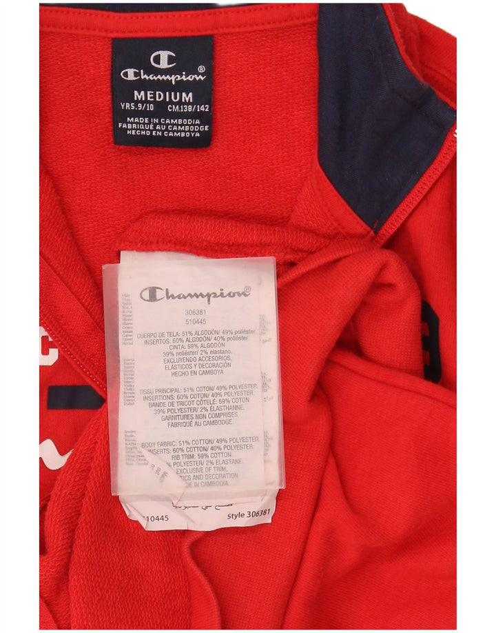 Champion Boys Graphic Tracksuit Top Jacket 9-10 Years Medium Red Cotton