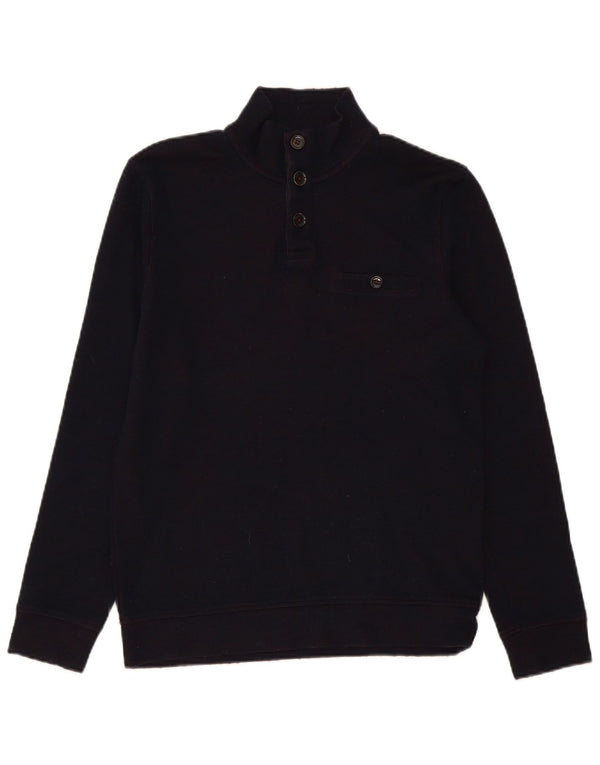 Ted Baker Mens Button Neck Jumper Sweater Size 2 Small Navy Blue Modern