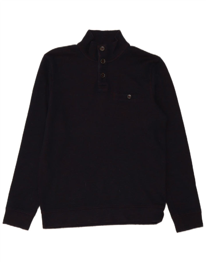Ted Baker Mens Button Neck Jumper Sweater Size 2 Small Navy Blue Modern