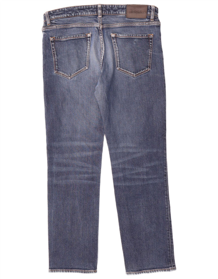 Hugo Boss Mens Regular Straight Jeans W33 L28 Blue Cotton
