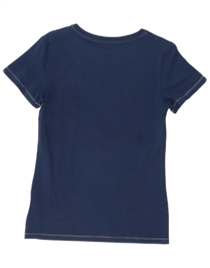 CALVIN KLEIN JEANS Womens Graphic T-Shirt Top UK 10 Small Navy Blue Cotton