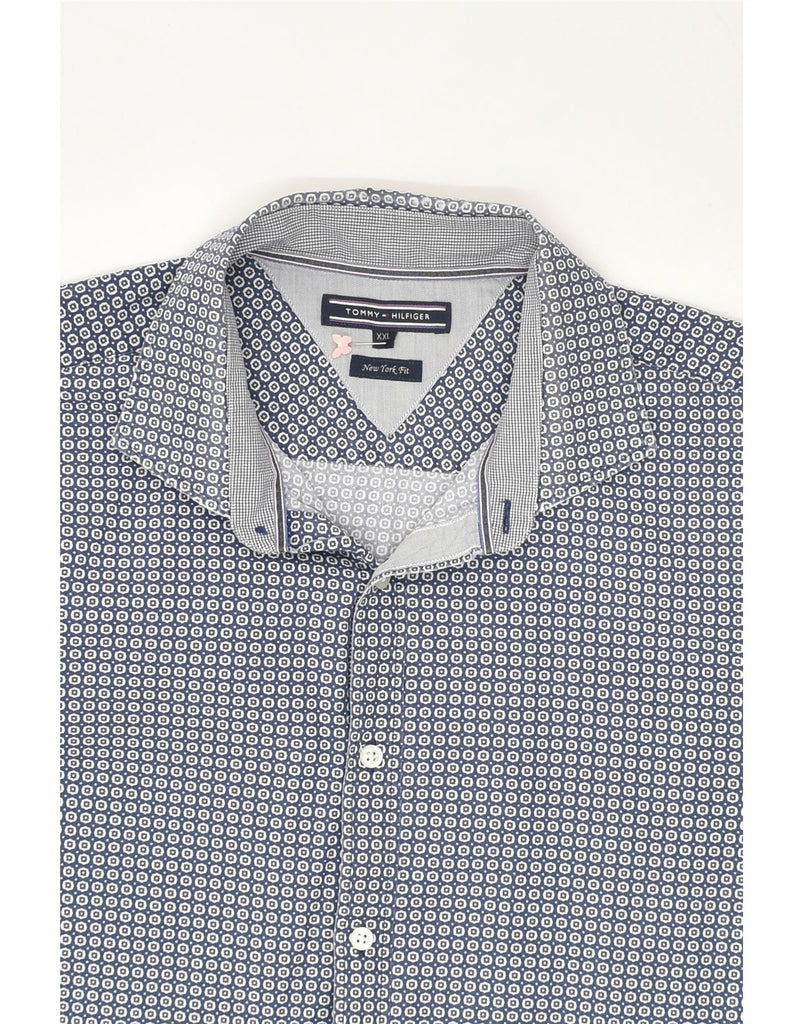 TOMMY HILFIGER Mens New York Fit Shirt 2XL Blue Spotted Cotton | Vintage Tommy Hilfiger | Thrift | Second-Hand Tommy Hilfiger | Used Clothing | Messina Hembry 