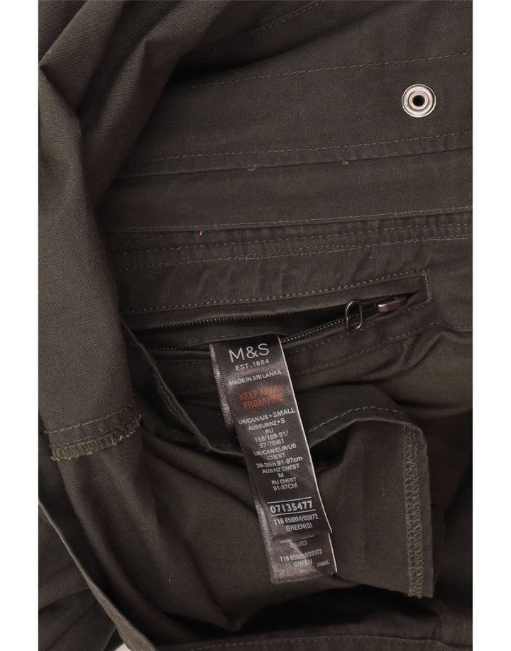 Marks & Spencer Mens Utility Jacket UK 36 Small Green Cotton