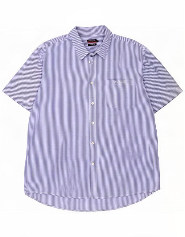 Pierre Cardin Mens Short Sleeve Regular Fit Shirt 4XL Blue Striped