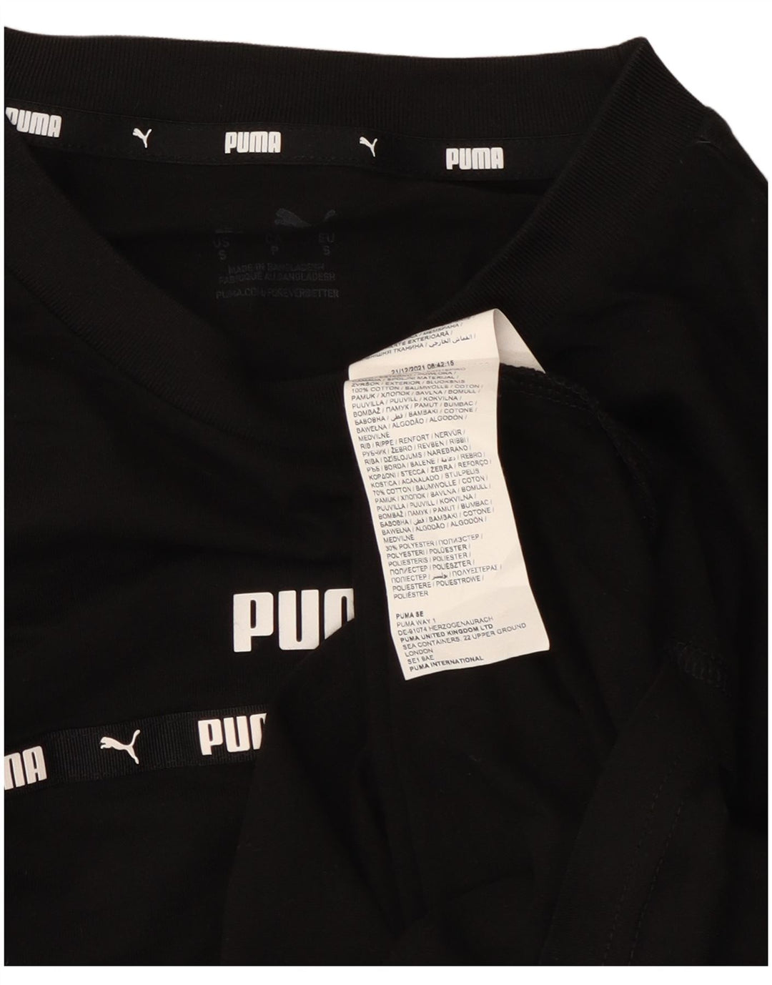 Puma Womens Crop Graphic T-Shirt Top UK 10 Small Black Cotton
