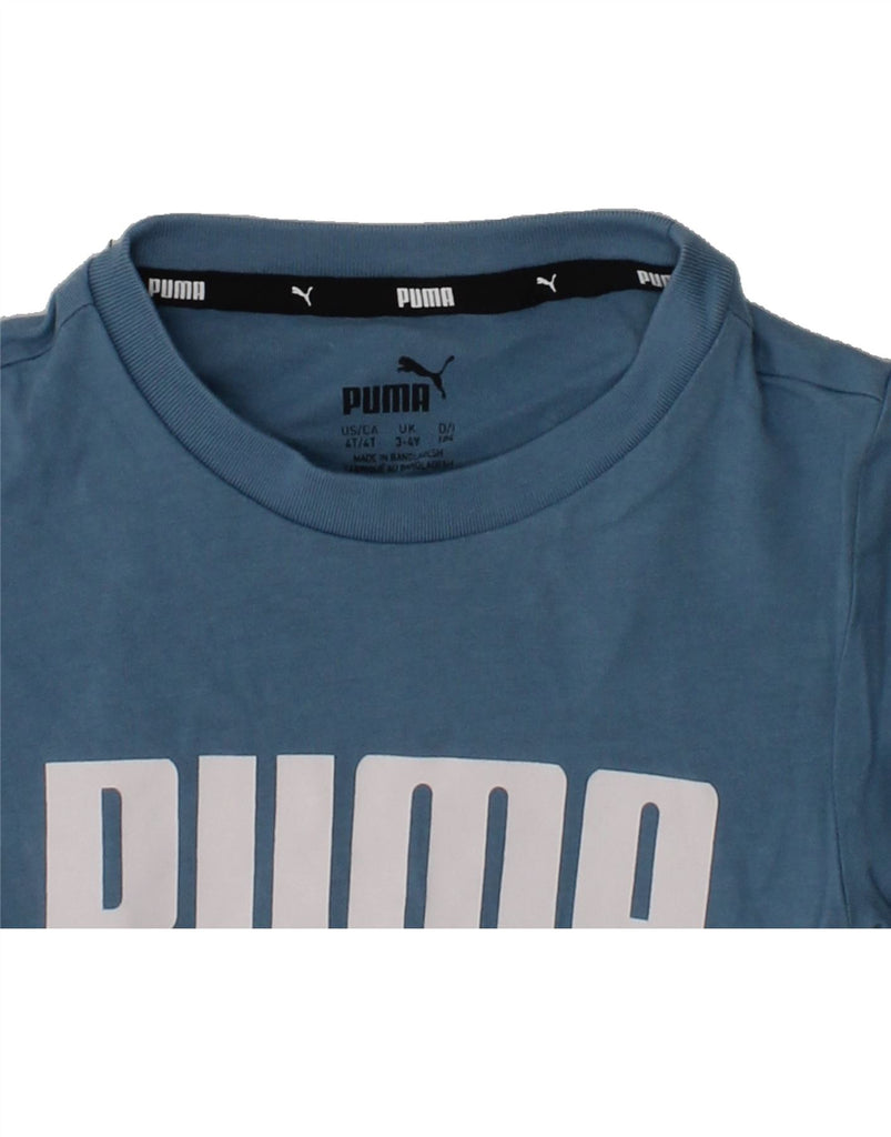 PUMA Boys Graphic T-Shirt Top 3-4 Years Blue Cotton | Vintage Puma | Thrift | Second-Hand Puma | Used Clothing | Messina Hembry 