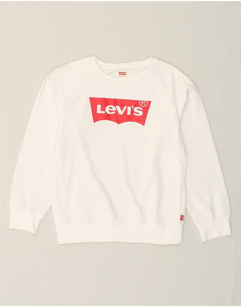 LEVI'S Girls Graphic Sweatshirt Jumper 13-14 Years White Cotton | Vintage Levi's | Thrift | Second-Hand Levi's | Used Clothing | Messina Hembry 