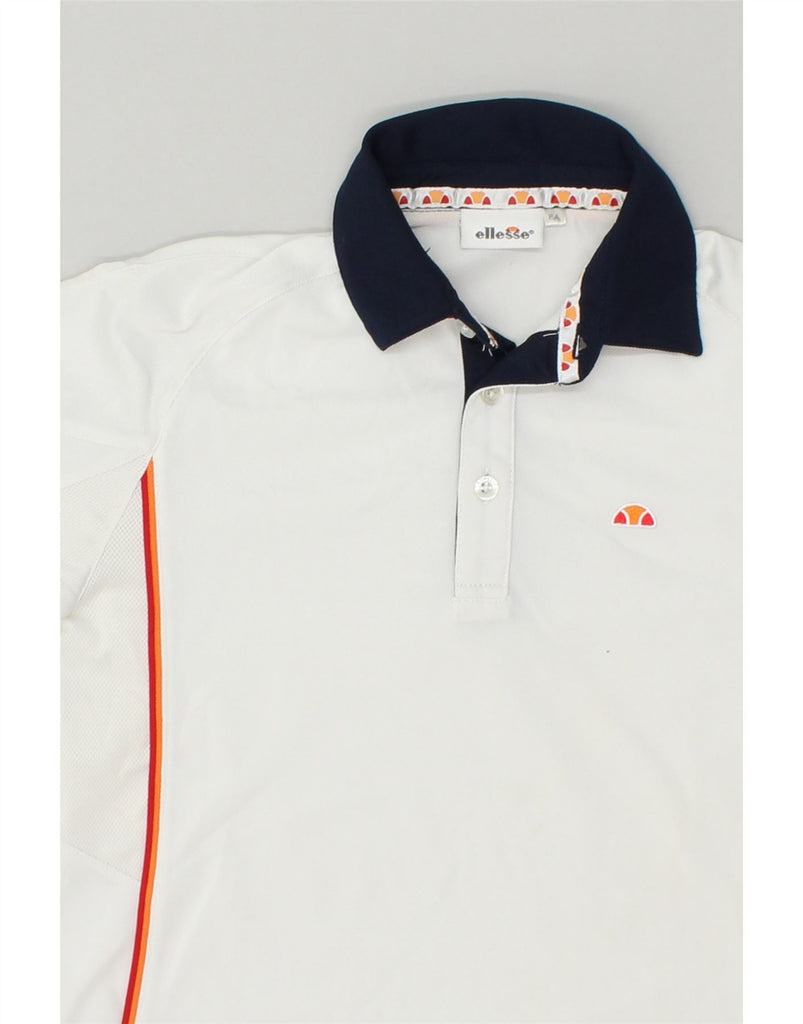 ELLESSE Boys Polo Shirt 7-8 Years White Polyester | Vintage Ellesse | Thrift | Second-Hand Ellesse | Used Clothing | Messina Hembry 