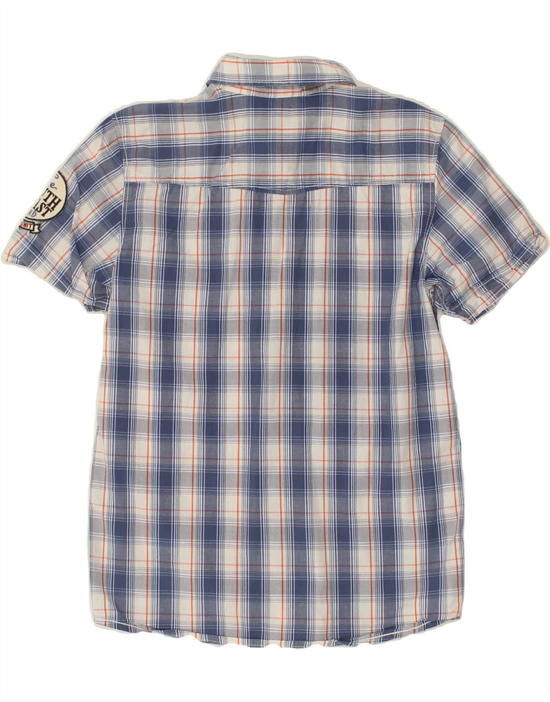 BENETTON Boys Short Sleeve Shirt 11-12 Years Blue Check Cotton | Vintage Benetton | Thrift | Second-Hand Benetton | Used Clothing | Messina Hembry 