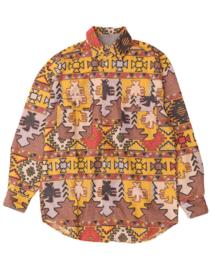 Sinful Mens Fleece Flannel Shirt Large Multicoloured Geometric
