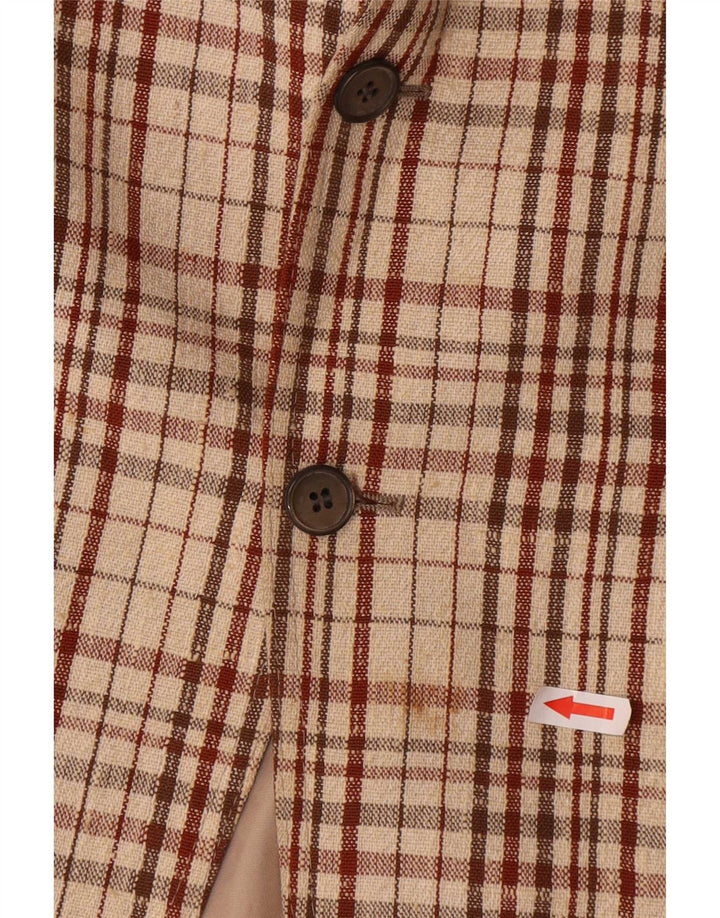 Vintage Mens 2 Button Blazer Jacket UK 38 Medium Beige Check