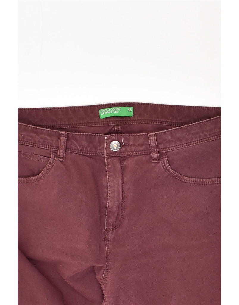 BENETTON Womens Skinny Jeans W33 L29  Maroon Cotton | Vintage Benetton | Thrift | Second-Hand Benetton | Used Clothing | Messina Hembry 