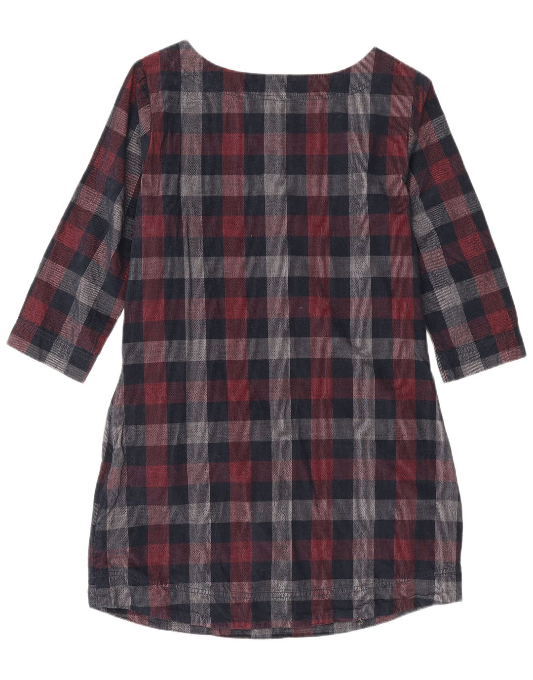 Weird Fish Womens 3/4 Sleeve Shift Dress UK 10 Small Navy Blue Check