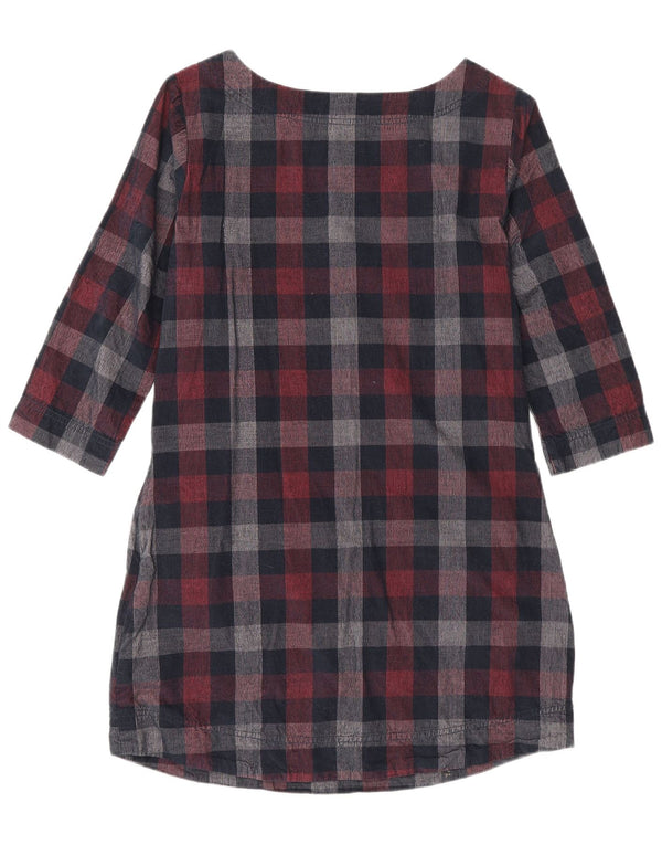 Weird Fish Womens 3/4 Sleeve Shift Dress UK 10 Small Navy Blue Check