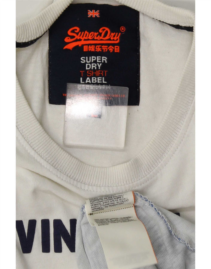 Superdry Mens Graphic T-Shirt Top Large White Colourblock Cotton