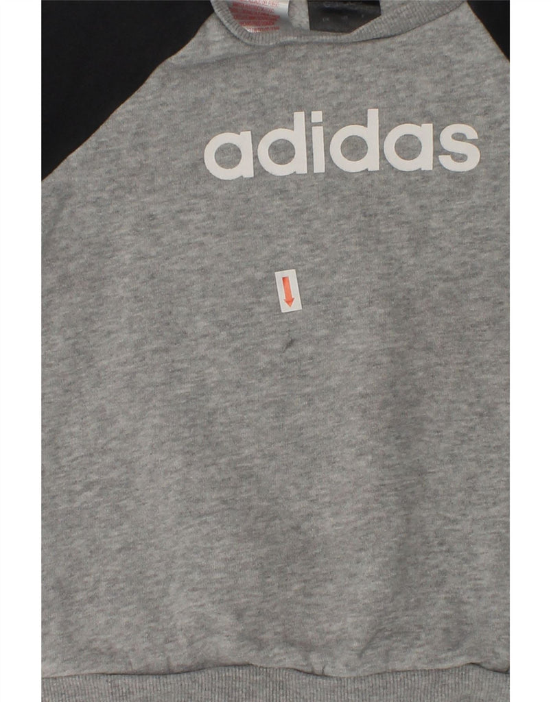 ADIDAS Boys Graphic Sweatshirt Jumper 3-4 Years Grey Colourblock Cotton | Vintage Adidas | Thrift | Second-Hand Adidas | Used Clothing | Messina Hembry 