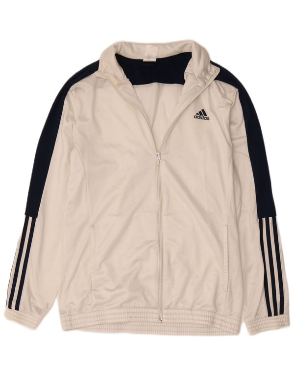 Adidas Mens Tracksuit Top Jacket UK 44/46 Large White Colourblock Polyester