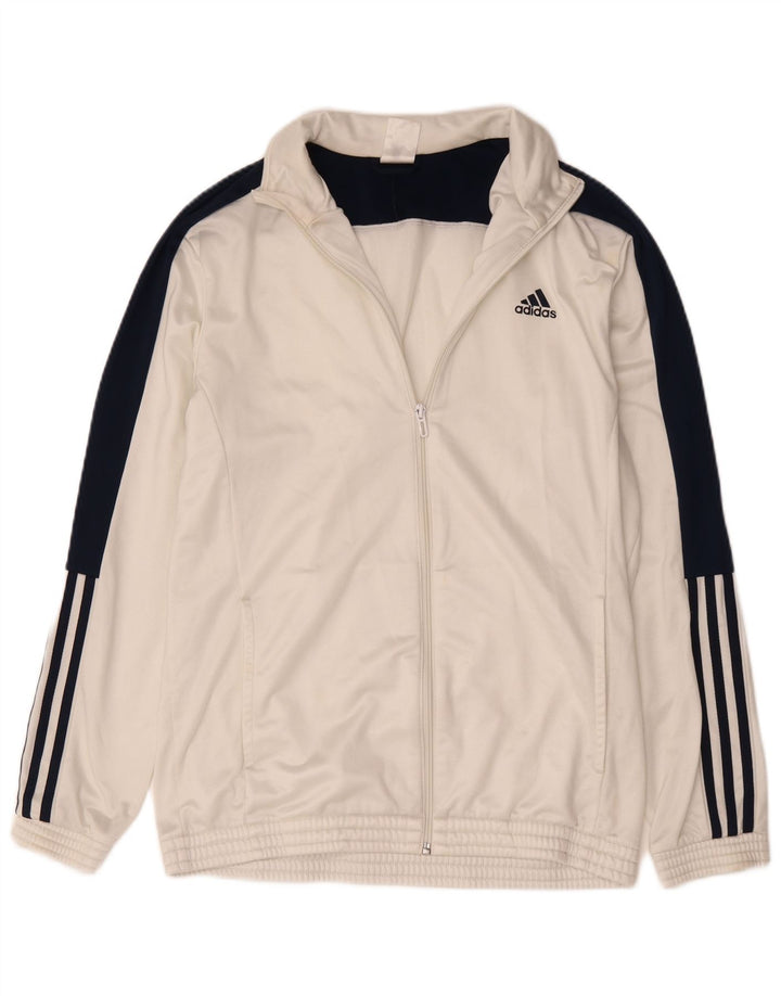 Adidas Mens Tracksuit Top Jacket UK 44/46 Large White Colourblock Polyester