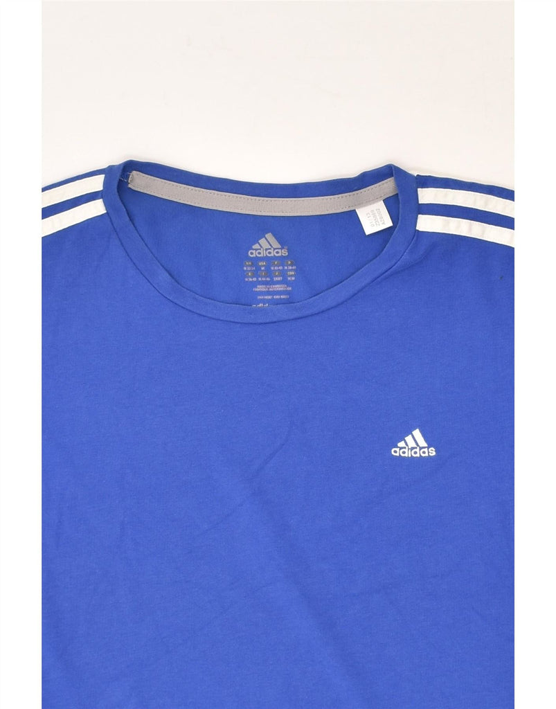 ADIDAS Womens T-Shirt Top UK 12/14 Medium Blue Cotton | Vintage Adidas | Thrift | Second-Hand Adidas | Used Clothing | Messina Hembry 