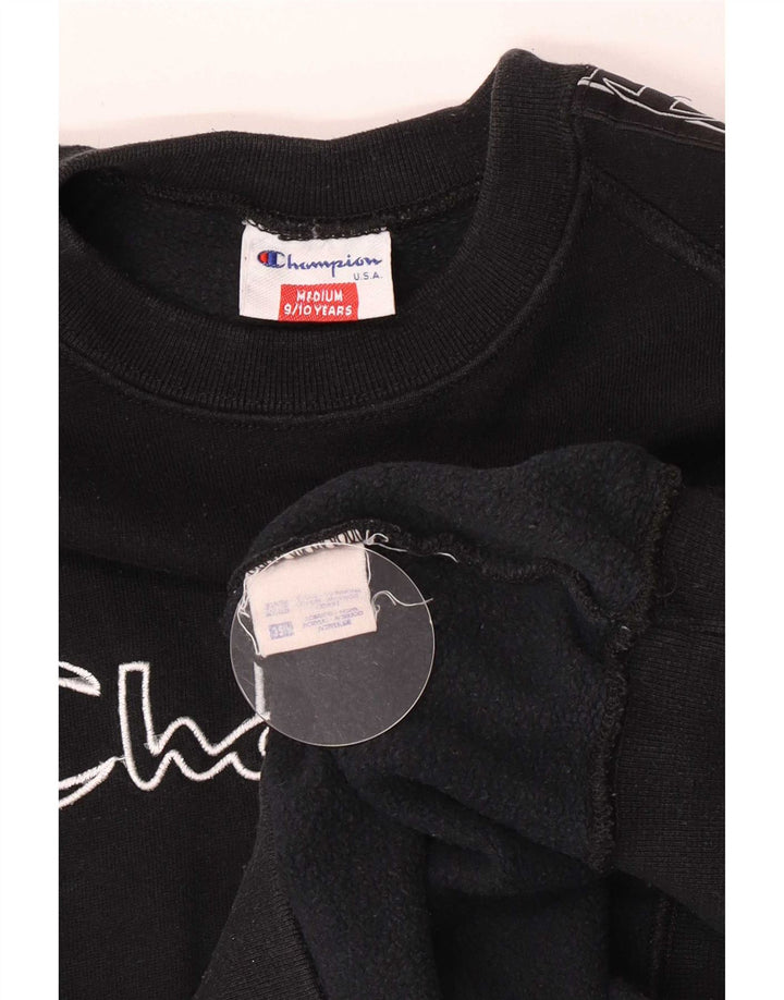 Champion Boys Graphic Sweatshirt Jumper 9-10 Years Medium Black Colourblock