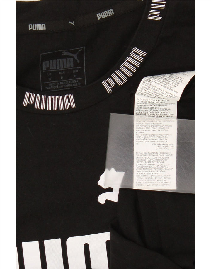 Puma Womens Graphic T-Shirt Top UK 12 Medium Black Cotton