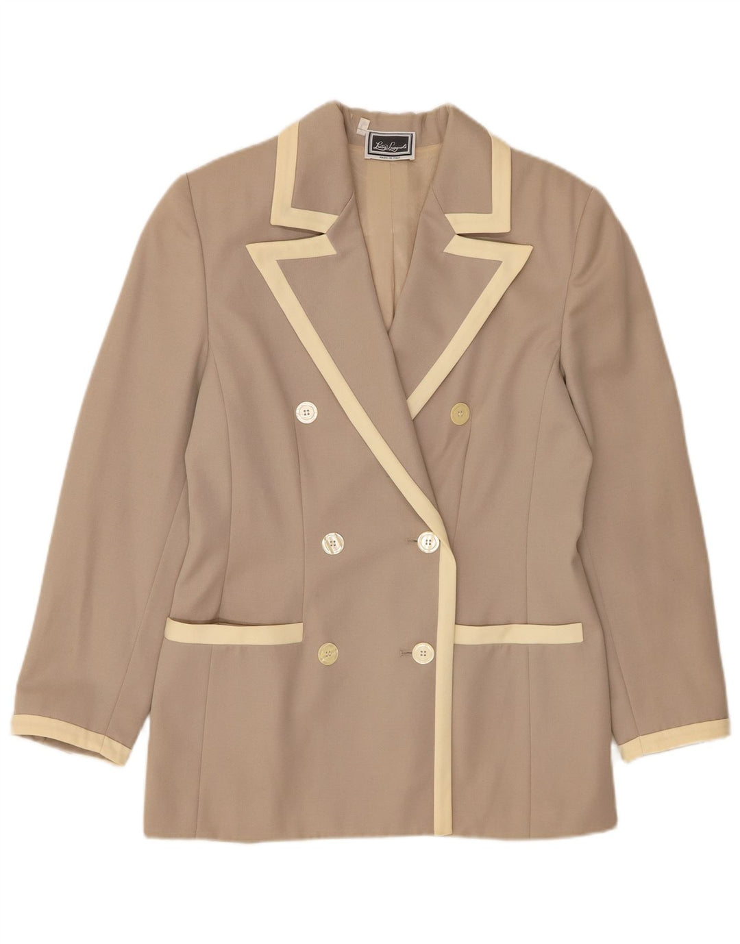 Luisa Spagnoli Womens Double Breasted Blazer Jacket IT 42 Medium Beige