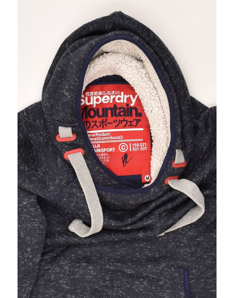 SUPERDRY Womens Hoodie Jumper UK 14 Medium Navy Blue Flecked Polyester | Vintage Superdry | Thrift | Second-Hand Superdry | Used Clothing | Messina Hembry 