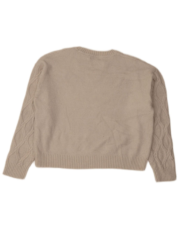 Marks & Spencer Womens Loose Fit Crew Neck Jumper Sweater UK 14 Medium Beig