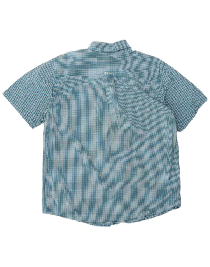 Ariat Mens Short Sleeve Shirt Large Blue Gingham