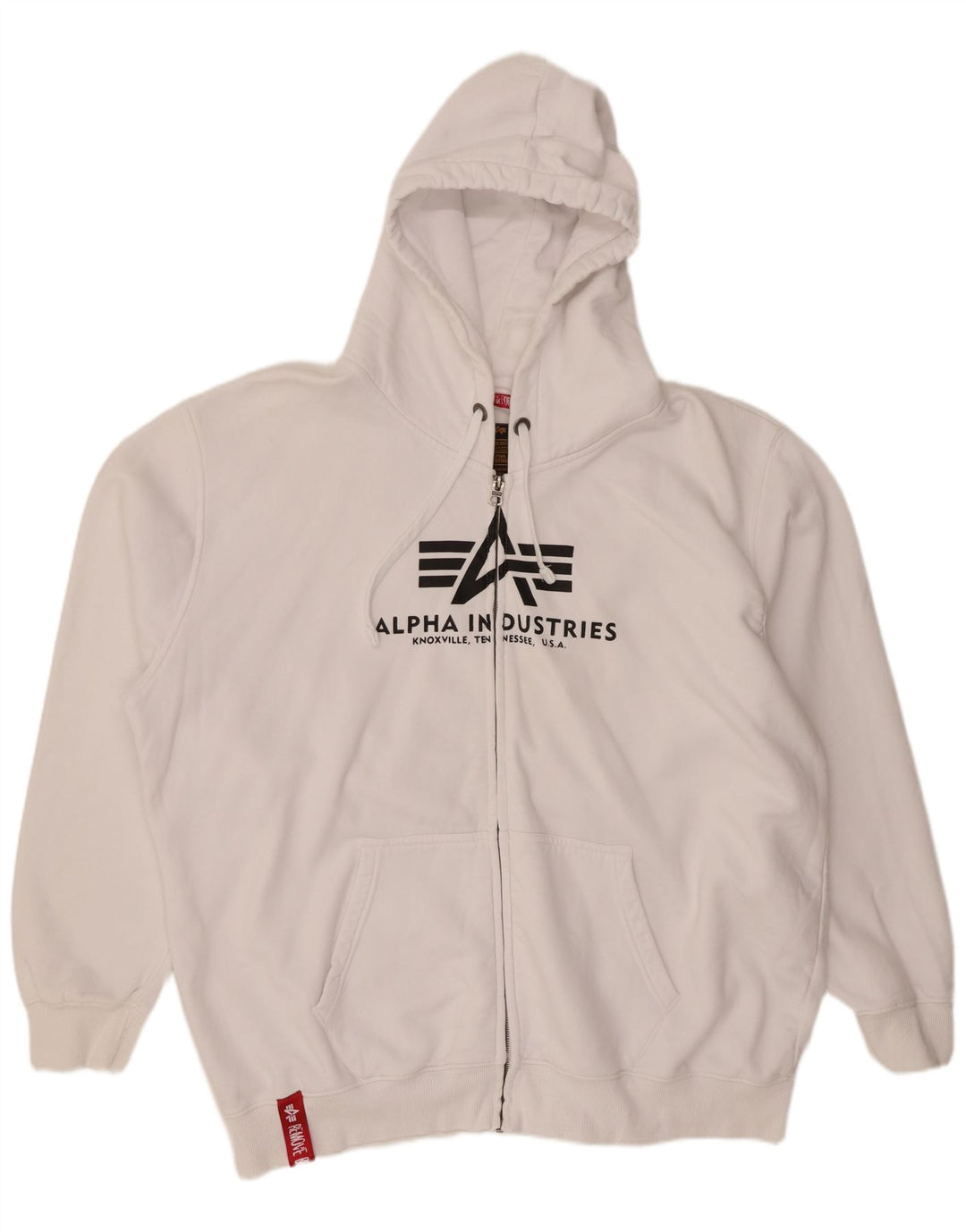 ALPHA INDUSTRIES Mens Graphic Zip Hoodie Sweater 4XL White Cotton