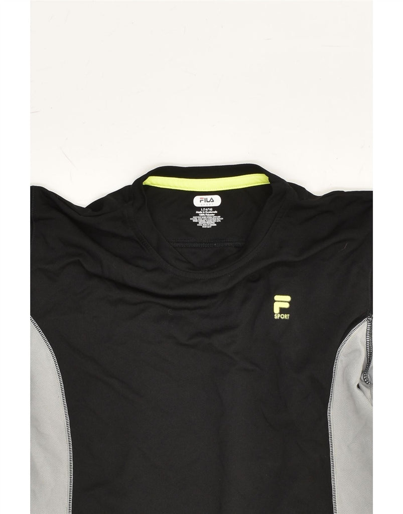 FILA Boys Top Long Sleeve 14-15 Years Large  Black Colourblock Polyester | Vintage Fila | Thrift | Second-Hand Fila | Used Clothing | Messina Hembry 