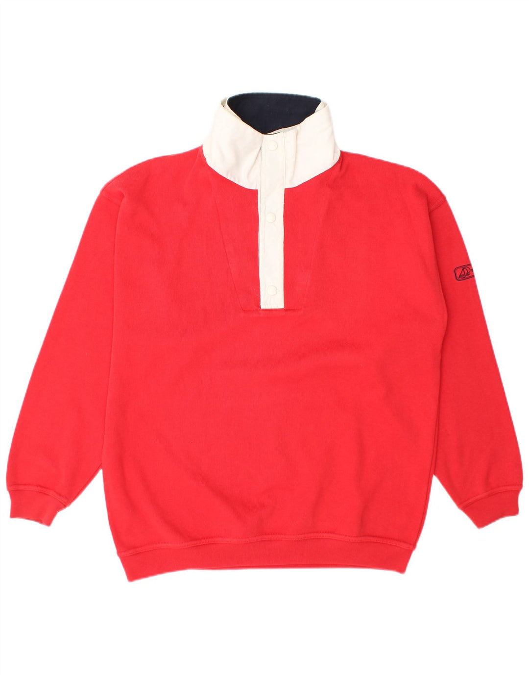 Yachting Club Mens Button Neck Sweatshirt Jumper Large Red Colourblock