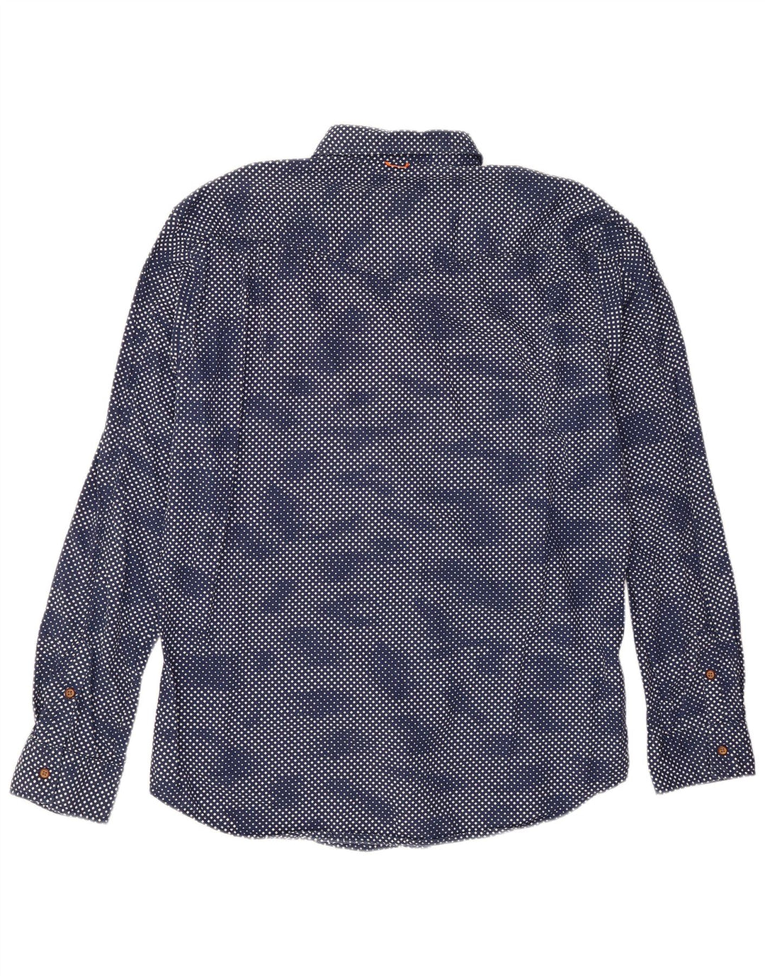 Hugo Boss Mens Shirt XL Navy Blue Geometric Cotton