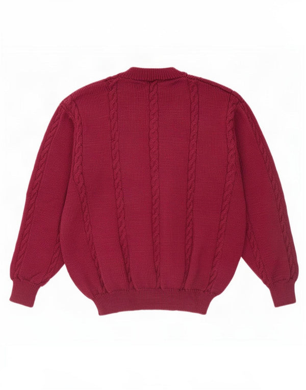 Vintage Mens Crew Neck Jumper Sweater XL Burgundy