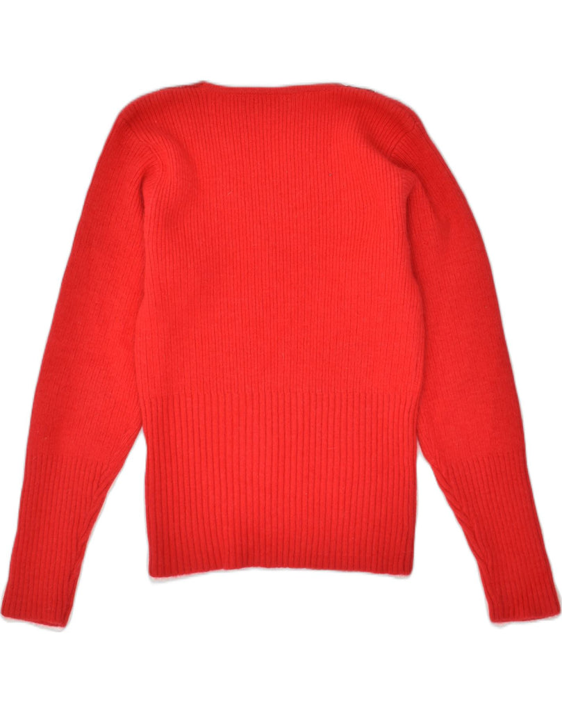 VINTAGE Womens V-Neck Jumper Sweater UK 14 Large Red Lambswool | Vintage Vintage | Thrift | Second-Hand Vintage | Used Clothing | Messina Hembry 