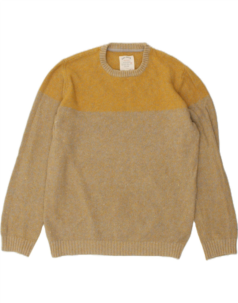 FAT FACE Womens Crew Neck Jumper Sweater UK 16 Large Yellow Colourblock | Vintage Fat Face | Thrift | Second-Hand Fat Face | Used Clothing | Messina Hembry 