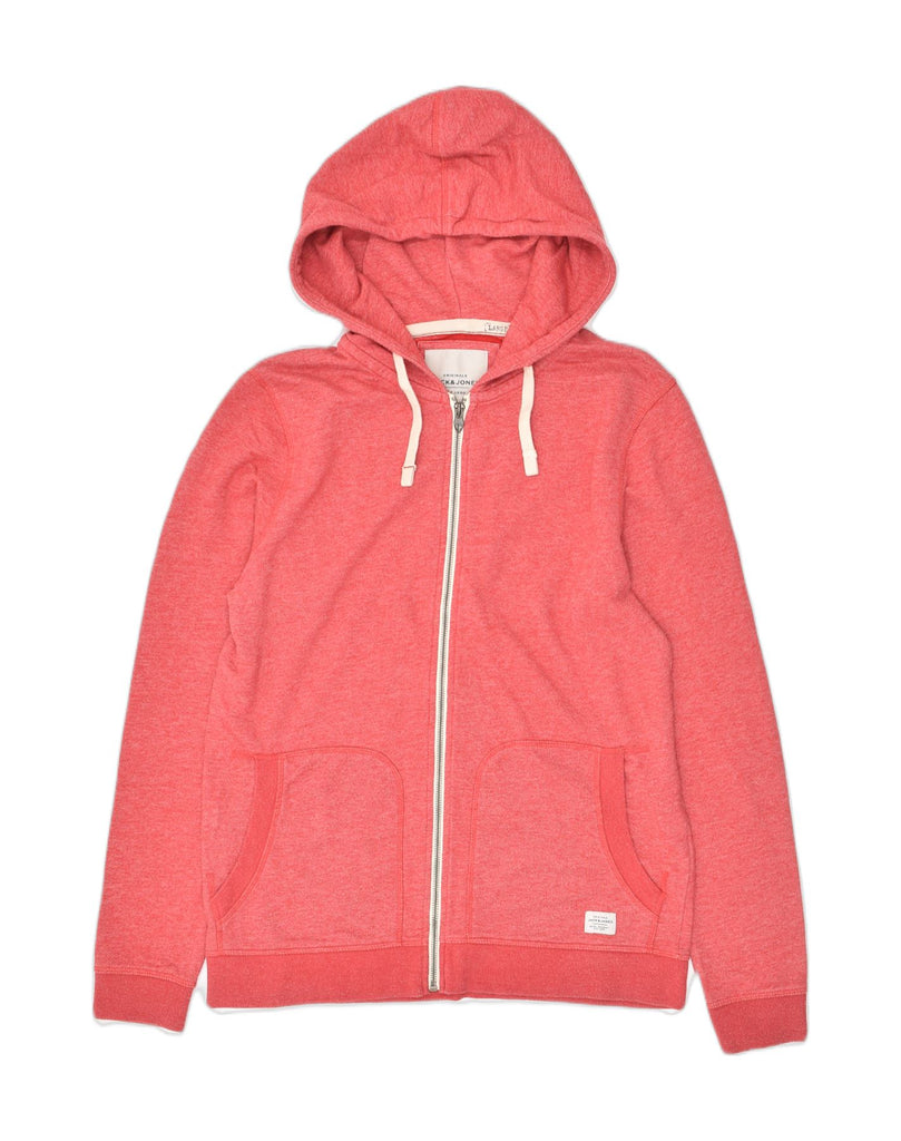 JACK & JONES Womens Zip Hoodie Sweater UK 14 Large Red Cotton | Vintage Jack & Jones | Thrift | Second-Hand Jack & Jones | Used Clothing | Messina Hembry 