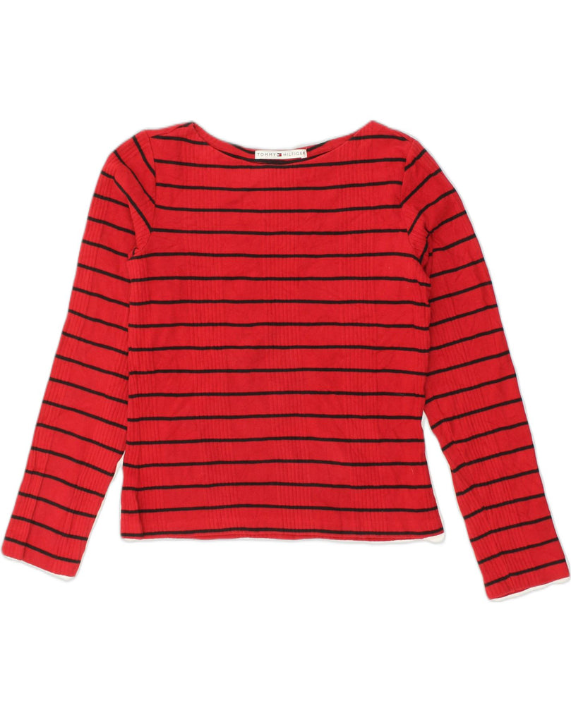 TOMMY HILFIGER Womens Crop Crew Neck Jumper Sweater UK 14 Large Red | Vintage Tommy Hilfiger | Thrift | Second-Hand Tommy Hilfiger | Used Clothing | Messina Hembry 