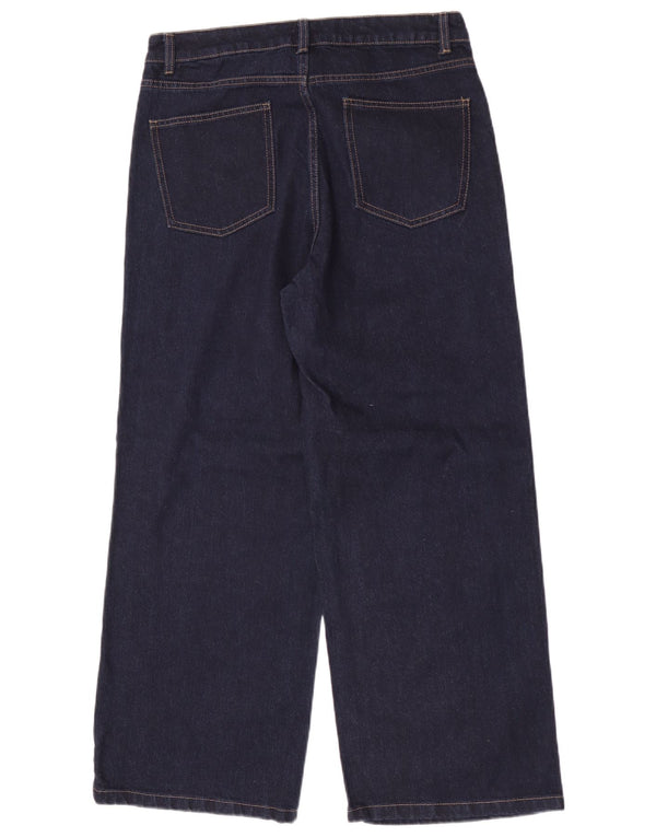 Marks & Spencer Womens Wide Leg Jeans UK 14 Large W32 L29 Navy Blue